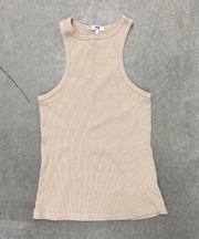 SLEEVELESS TANK TOP RIBBED NUDE SIZE M