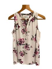 Alice Blue Sheer Floral Sleeveless Blouse