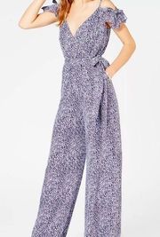 Mini Ikat Cold-Shoulder Jumpsuit - Navy/White - size S