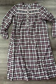 Croft Barrow Plaid Flannel Long Night Gown Pajamas Size XL