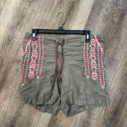 Johnny Was Sabriya Embroidered Linen Shorts Size S