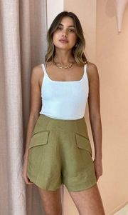 Shona Joy Bonita Flared Shorts Olive Linen