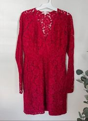 Wayf red lace dress