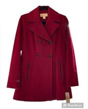 Micheal Kors Red Pea Coat NWT Size Small