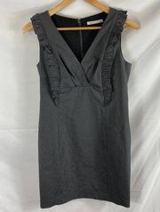 Kenneth Cole ruffle front striped v neck sleeveless dress size medium