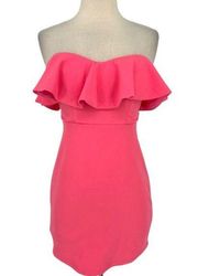 One and Only Ruffle Off Shoulder Bodycon Mini Dress Pink Size XS NWT