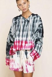 POL Tie Dye Raw Hem Hooded Sweatshirt / Hoodie S