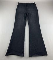 Knox Rose Washed Black Stretch Denim High Rise Pull On Flare Jeans 10