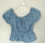 Baby Blue Eyelet Blouse