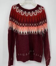 SONOMA DEEP RED ABSTRACT DESIGN LONG SLEEVE SWEATER MEDIUM