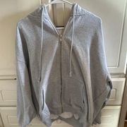 Brandy Melville  Light Gray Oversized Zip Up