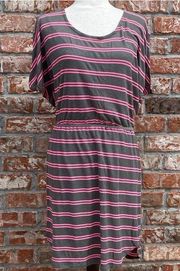 Splendid grey and pink striped drop waisted mini dress / M / Excellent condition