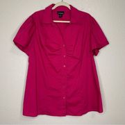 Lane Bryant Pink Short Sleeves Button Down Shirt