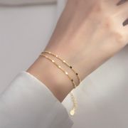 18K Gold Plated Simple Adjustable Double Layer Bracelet for Women