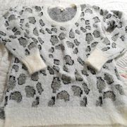 White & Gray Cheetah Print Sweater