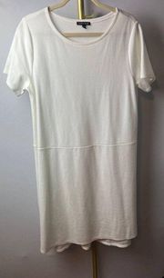 Eileen Fisher Tencel White Hi-Low Shift Tunic Stretch Dress Sz. M