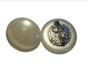 Beautiful Crown  Vintage Large Pearl Button Clip On Earrings