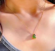 18K gold-plated drop gem necklace