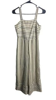 Japna Size Small Stripe Wide Leg Jumpsuit Smocked Black And White Sleeveless