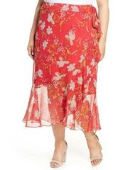 Vince Camuto Floral Ruffled Wrap Skirt