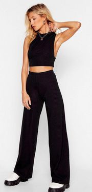 NBW Nasty Gal Black Top & Wide-Leg Pants Set