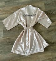 “Bridemaid” Champagne silky rob size L