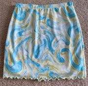 Blue Printed Mini Skirt 