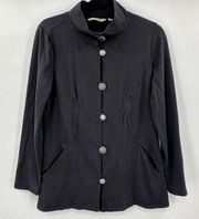 Soft Surroundings Women's Della Cotton Jacket Black Mock Neck Size S