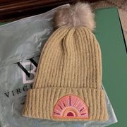 Virginia Wolf NYC soft pom pom beanie hat NWT