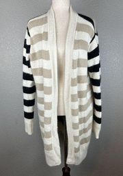 Diane Von Furstenberg Oversize Cardigan Sweater Small Angora Wool Neutral Stripe