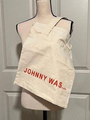 Johnny Was Canvas Cream Cotton Tote w/drawstring, shopping, book bag A1026