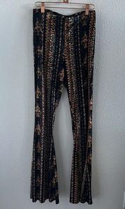 Bear Dance Velour Flare Legging Pants Boho Stretch Elastic Waist Large