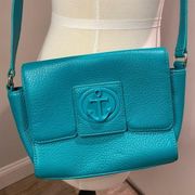 Talbots Green Pebble Leather Crossbody Handbag Purse