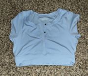 Aerie Offline Henley Cropped Button Up Top Size Medium