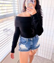 Cozy Black Off the Shoulder Sweater