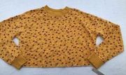 Colsie Womens Floral Fleece Lounge Cropped Sweatshirt Yellow Large