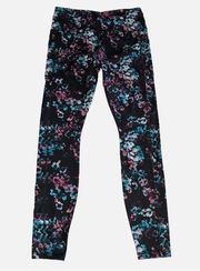 Avia Active Core Performance Size Med Floral Leggings Pockets Black Blue Purple