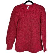 Athleta  Sierra Crew Sweater Wool Blend Candy Red Marl Black Women’s Size Small
