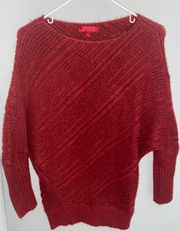 Asymmetrical Hem Dolman, Red Sweater