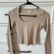 Tan  Cropped Long Sleeve