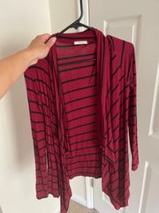 Red And Black Striped Cardigan