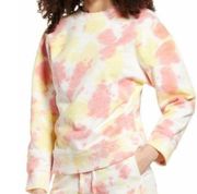 NEW NWT BP NORDSTROM Pink White Yellow Tie Dye Cotton Crewneck Sweatshirt XS