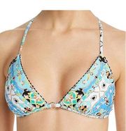 \Nanette Lepore Womens Plunging Baltic Blue Bikini Swim Top Multi 10