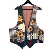 Sunflower Vest Farmhouse Cottage Folk Women’s Country Teacher Retro Vintage XL