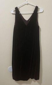 Vince Plum Velvet Drape-Front Silk Blend Sleeveless Shift Dress Size 12