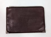 Alexander Wang Brown Leather Flat Zippered Wallet Clutch Preowned FLAWS