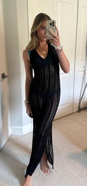 Black Crochet Maxi Dress Coverup