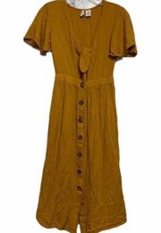 Mimi Chica Mustard Short sleeve dress tie front