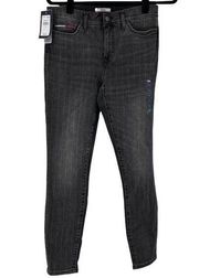 Tommy Hilfiger Black High Rise Legging Large Rear Pocket Logo Jeans.
