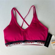 Nwt Tommy Hilfiger sport magenta strappy cross back  sport bra size small